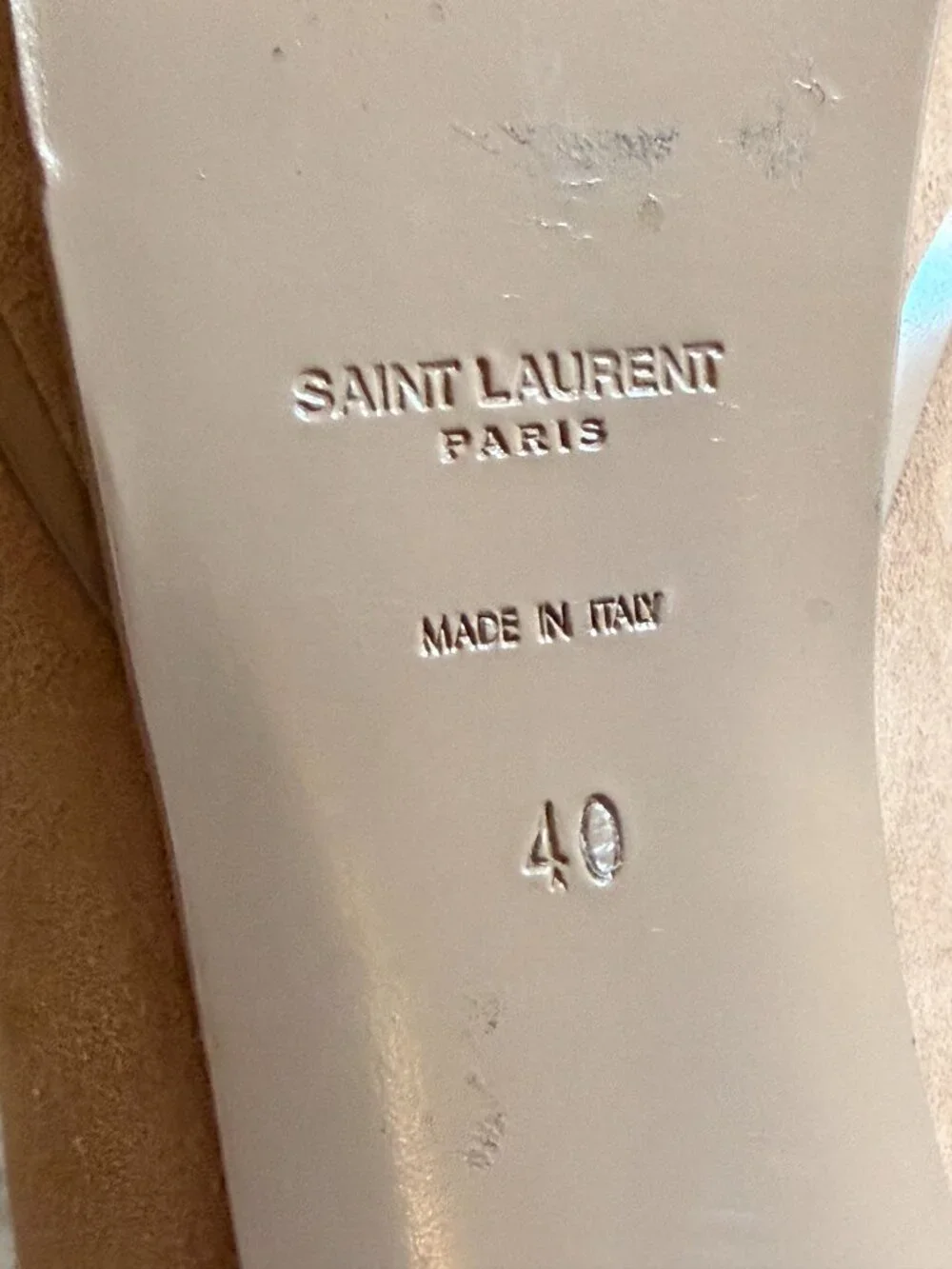 Saint Laurent Paris Suede Lace-Up Platform Heels Nude Beige Size 40 w/ Box - Picture 4 of 8